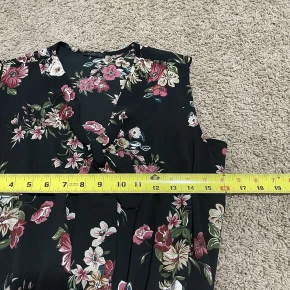 Nuna Lie Blouse Medium Black Marguerite Floral Peplum Mika Style Made in Italy - Picture 8 of 8